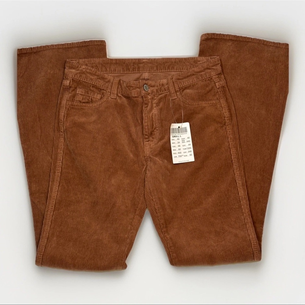 J. Galt Shanghai Corduroy Pants Women's S Brown Tan Flared Pockets 100% Cotton